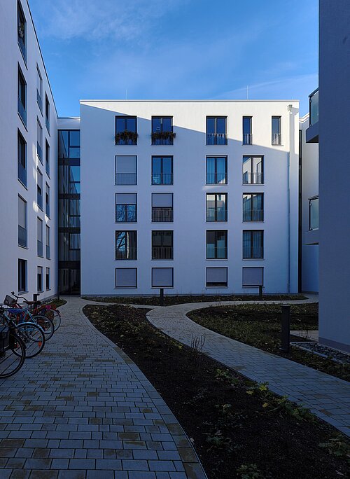 Caspari-Viertel Ansicht Reihenhäuser aus Gartensicht