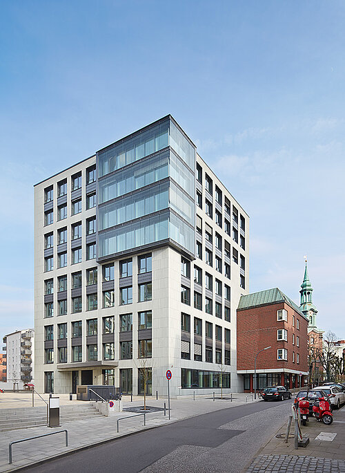 Alstercampus 1. Bauabschnitt Perspektive Eckgebäude