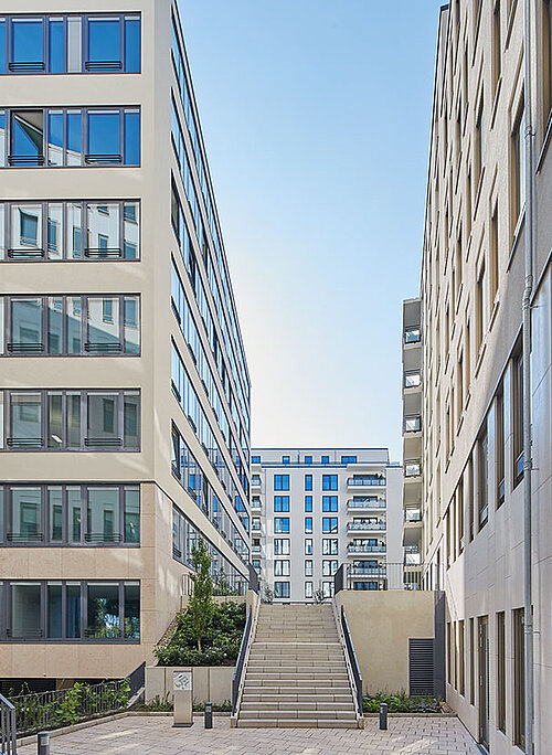 Alstercampus Perspektive Wohngebäudekomplex Innenhof