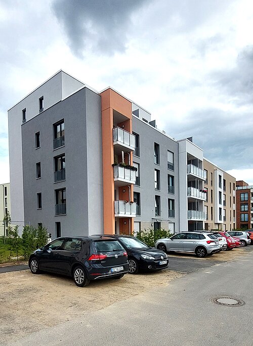 Caspari-Quartier Perspektive zusammenhängende Wohngebäude